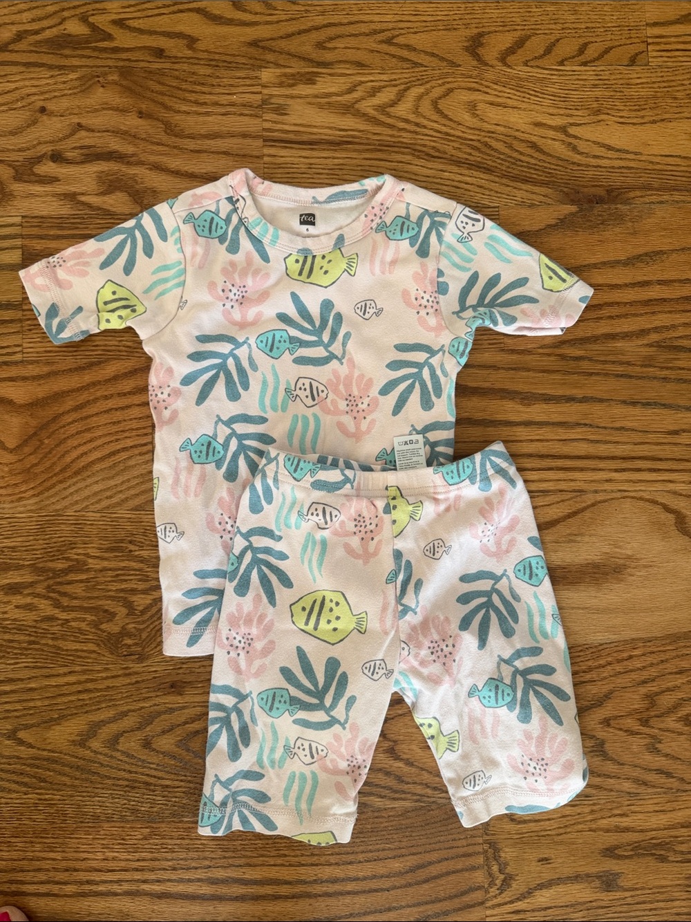 Tea Collection girls Fish Pajama Top - Pastel Pink, Aqua, Yellow